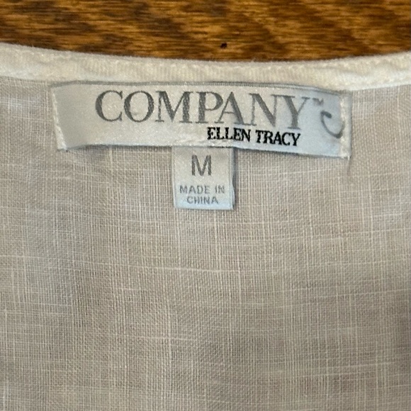 Ellen Tracy Linen Tunic Top Half Zip Rounded Hem Size Medium 3 Quarter Sleeves - Picture 4 of 6